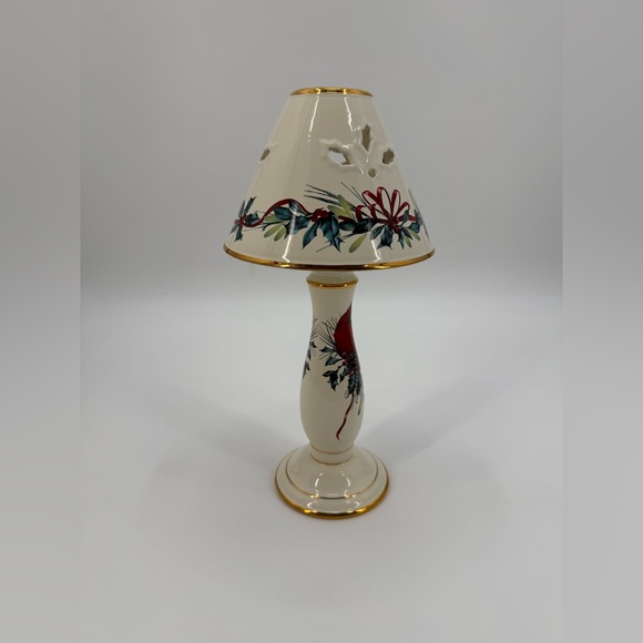VTG Lenox Winter Greetings Ceramic Cardinal Christmas Table Lamp with Gold Trim - Picture 16 of 16
